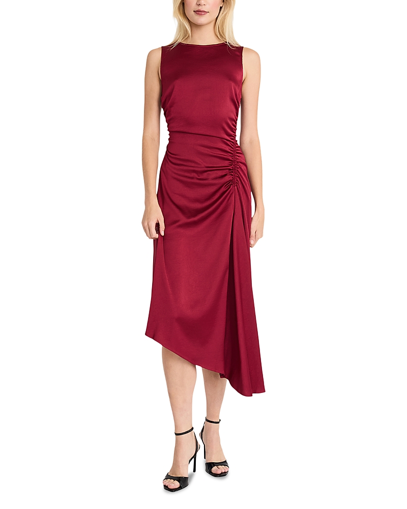 Luxely Boat Neck Asymmetric Midi Dress