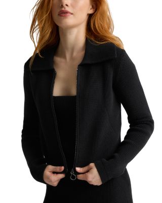 Rib Knit Zip Up Sweater