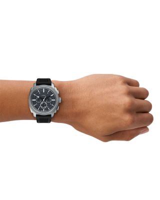 Machine Chronograph Black Silicone Watch, 44mm