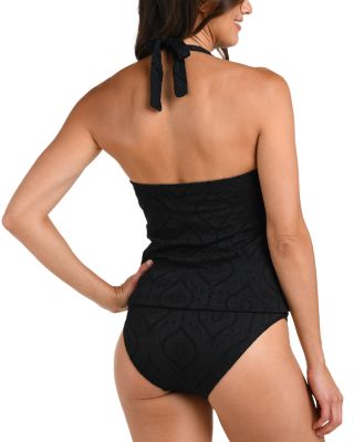 Mantra Halter Goddess Tankini Top & Mantra Medallion Shirred Band Hipster Bikini Bottom