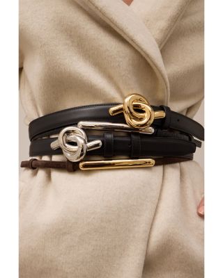 Women&#39;s Glossy Bar Skinny Suede Belt