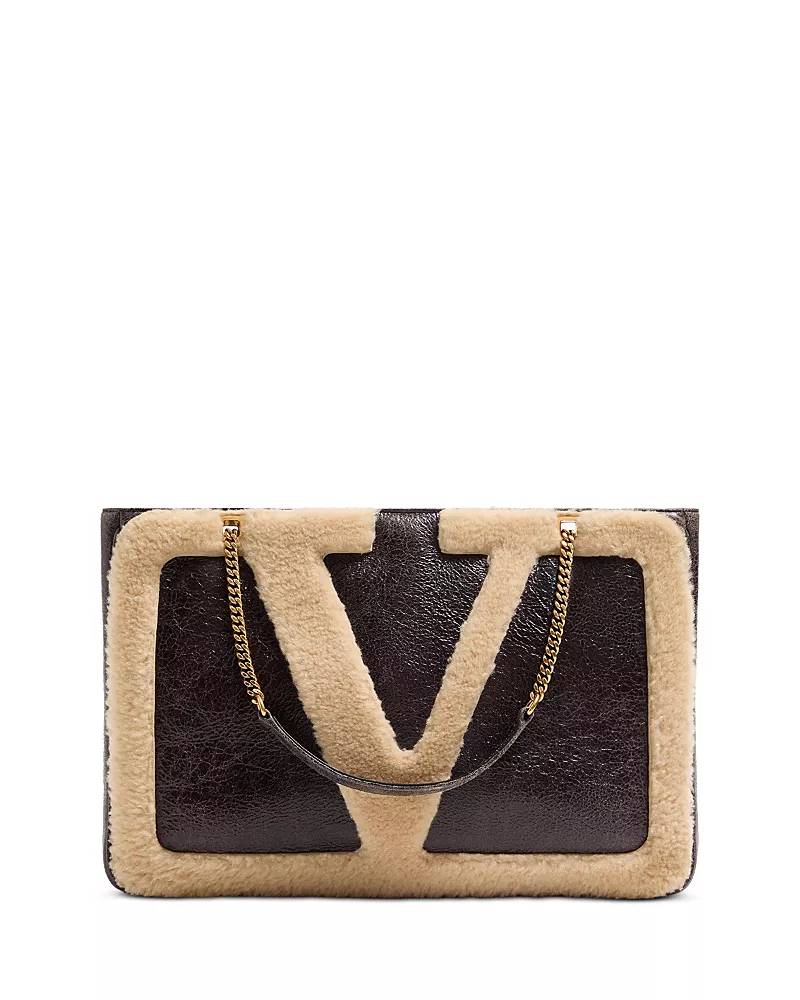 Valentino Garavani Viva Superstar Medium Shearling Shopping Shoulder Bag