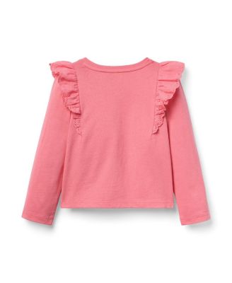  Girls' Eyelet Ruffle Shoulder Top - Baby, Little Kid, Big Kid