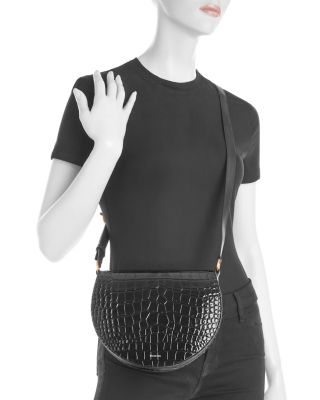 Kate Croc Embossed Leather Saddle Bag
