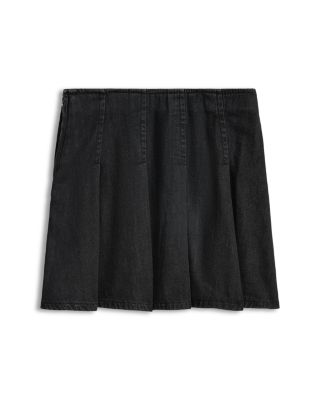Girls' Pleated Cotton Denim Skirt - Little Kid