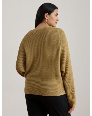 Metallic Rib Knit Dolman Sleeve Sweater