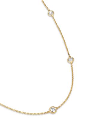 Diamond Bezel Station Necklace in 14K Gold, 1.0 tcw