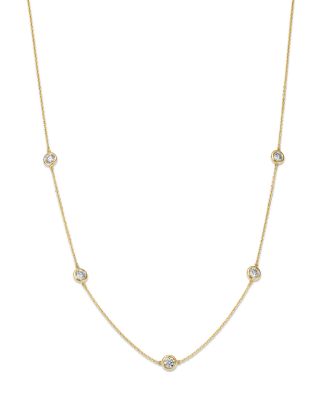 Diamond Bezel Station Necklace in 14K Gold, 1.0 tcw