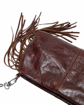 Miss M Fringed Worn Leather Clutch