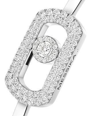 18K White Gold So Move Diamond Pav&eacute; Oval Bangle Bracelet