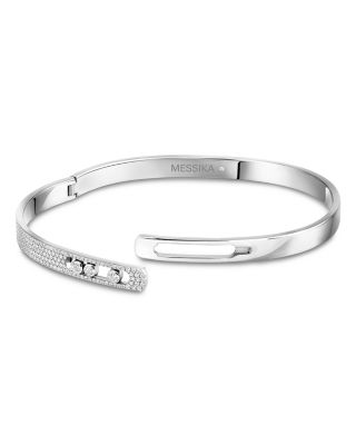 18K White Gold Move Noa Diamond Semi Pav&eacute; Bangle Bracelet