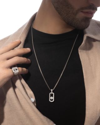 Titanium So Move Diamond Oval Pendant Necklace, 28.74"