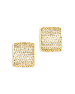 Simone Pav&eacute; Curved Stud Earrings