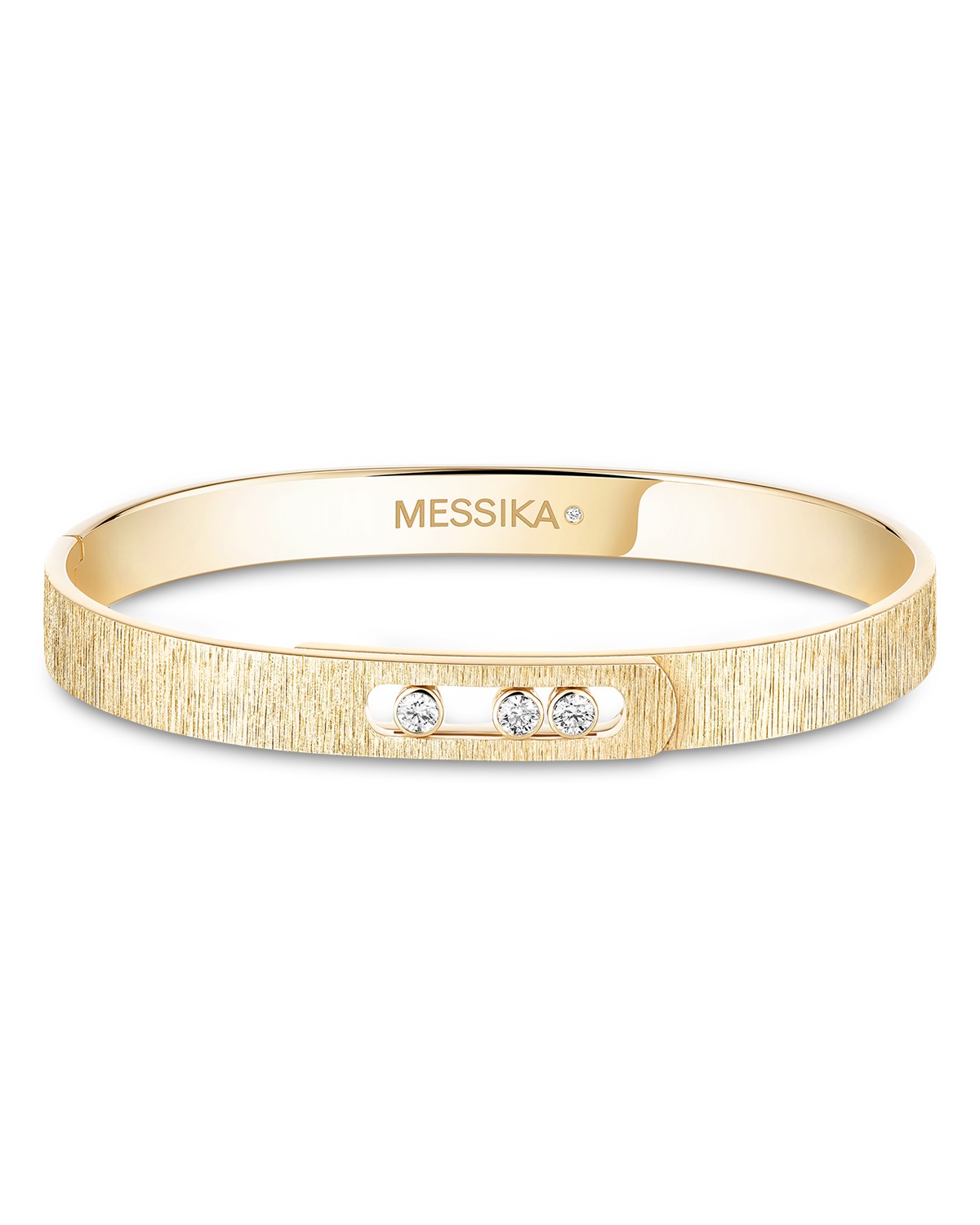 18K Gold Move Noa Diamond Ciselé Textured Bangle Bracelet