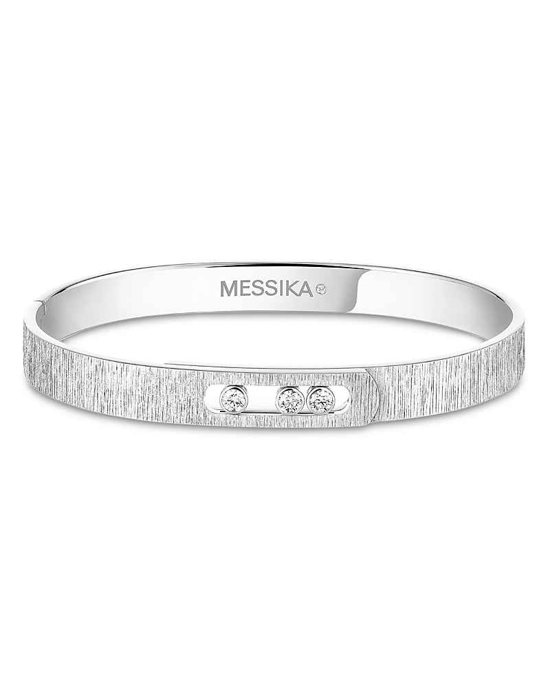 Messika 18k Gold Move Noa Diamond Cisele Textured Bangle Bracelet In Metallic