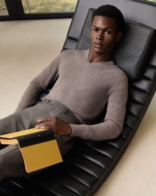 Mushroom Cashmere V-Neck Sweater - Exclusive