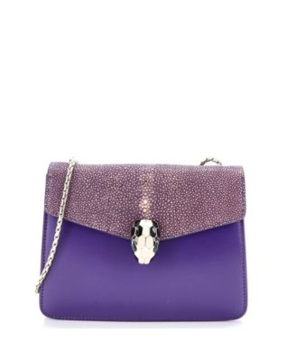  Small Serpenti Forever Square Shoulder Bag Leather and Stingray