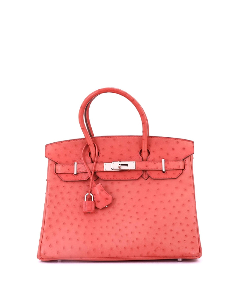 PRE-OWNED HERMES Pre-owned Hermes Birkin 30 Handbag Pink Ostrich With Palladium Hardware