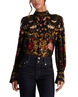 Marion Mock Neck Embellished Blouse
