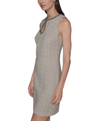 Tweed Keyhole Shift Dress