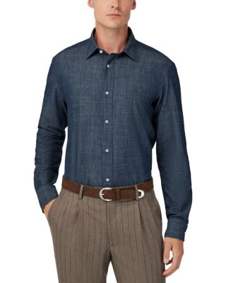 Denim Long Sleeve Button Front Shirt