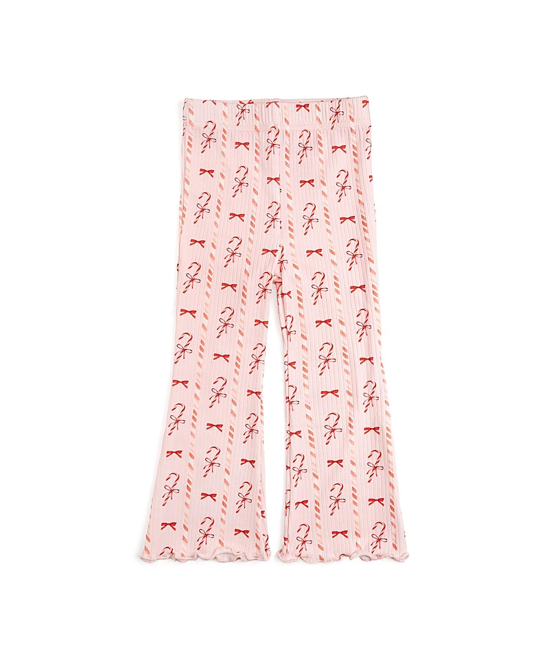 Sweet Wink Girls' Candy Cane Lane Christmas Flare Legging - Baby, Little Kid, Big Kid In Pink