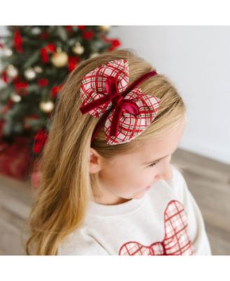 Girls' Christmas Plaid Layered Bow Headband