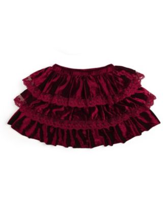 Girls' Ruby Red Velvet Tiered Christmas Skirt - Baby, Little Kid, Big Kid