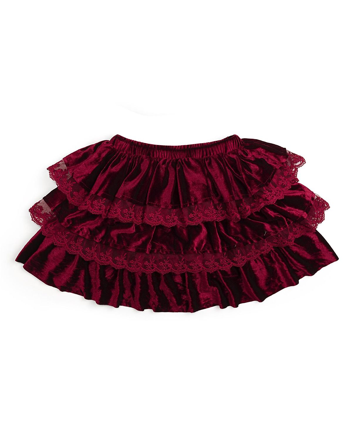 Sweet Wink Girls' Ruby Red Velvet Tiered Christmas Skirt - Baby, Little Kid, Big Kid