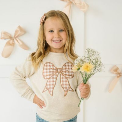  Gingham Bow Patch Sweatshirt - Big Kid