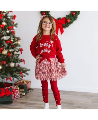 Girls' Christmas Plaid Bow Tiered Tutu Skirt - Little Kid, Big Kid