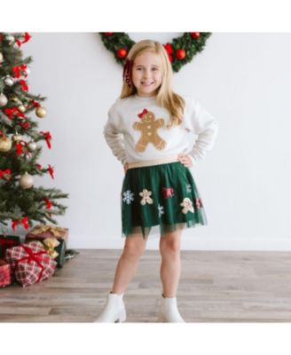 Girls' Gingerbread Joy Sequin Christmas Tutu Skirt - Little Kid, Big Kid