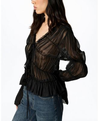  Ruched Sheer Blouse