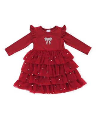 Girls&#39; Christmas Pearl Long Sleeve Tutu Dress - Little Kid, Big Kid