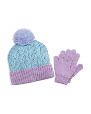 Frozen Anna Elsa Rhinestone Beanie & Gloves Set - Little Kid, Big Kid