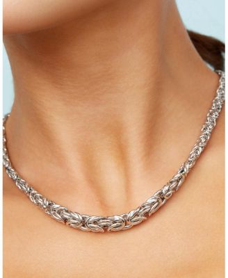  Sterling Silver Byzantine Artisan Graduated Necklace, 17"