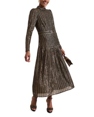 Gloria Sequin Stripe Midi Dress