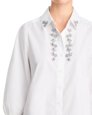 Oceana Poplin Rhinestone Shirt