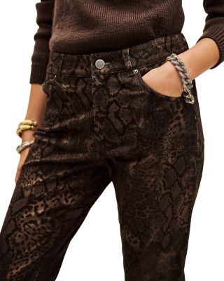 Stinsy Snake Print Low Rise Jeans in Brown