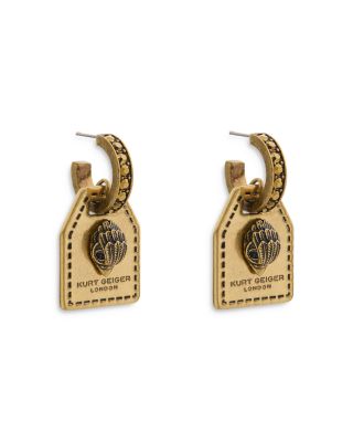 Signature Eagle Tag Charm Huggie Hoop Earrings