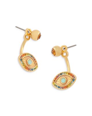 Signature Rainbow Evil Eye Barbell Front To Back Earrings 