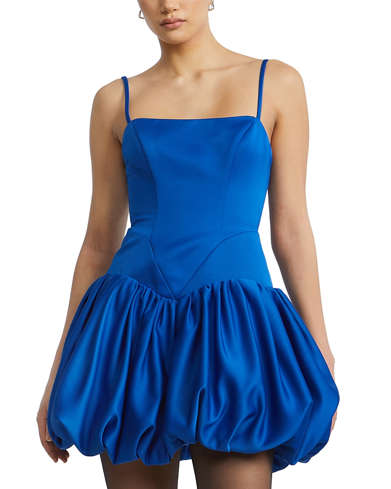 Bcbgmaxazria Satin Mini Bubble Dress In Blue