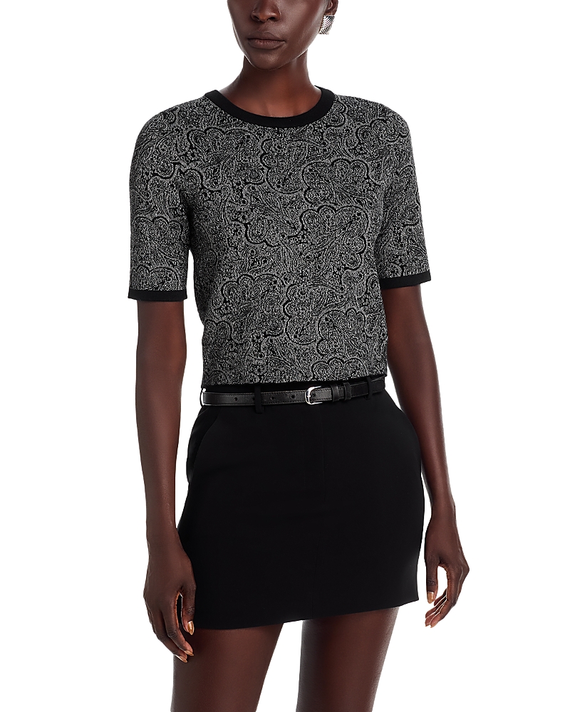 Ramy Brook Lira Jacquard Short Sleeve Knit Top In Multi