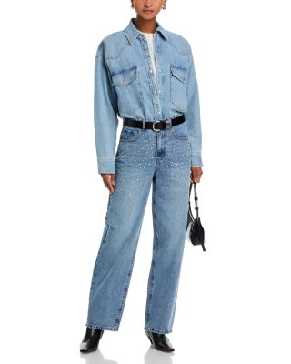 Taylor Embellished Straight Jeans in Forever Blue