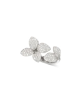 18K White Gold Giardini Segreti Diamond Pav&eacute; Flower Cuff Ring