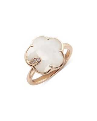 18K Rose Gold Petit Joli White Agate & Diamond Ring