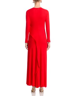 Long Sleeve Draped Jersey Gown