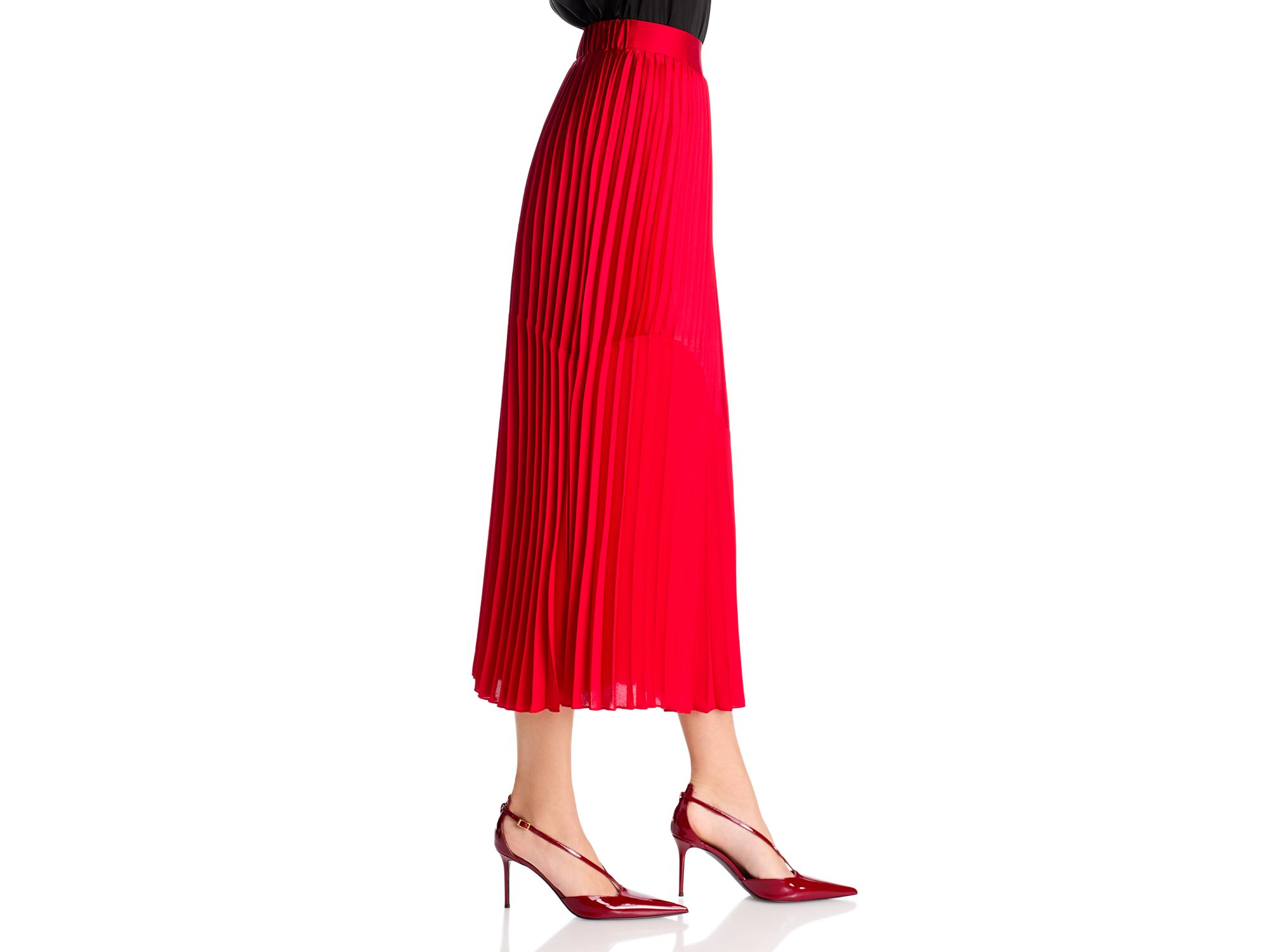 Pleated Mixed Media Skirt — Image 4