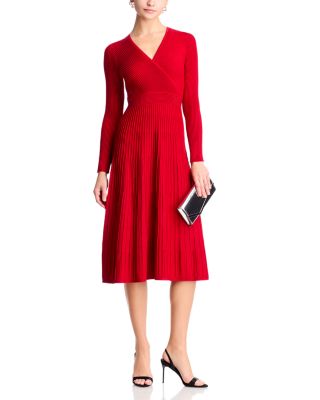Ribbed Faux Wrap Dress
