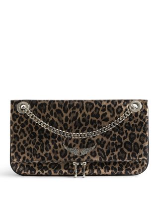 Rock II Metallic Leopard Print Leather Clutch